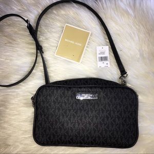 Michael Kors Logo Black & Gray Crossbody Purse